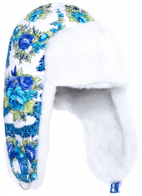 Women's hat made of sheepskin covered with a scarf + fur 